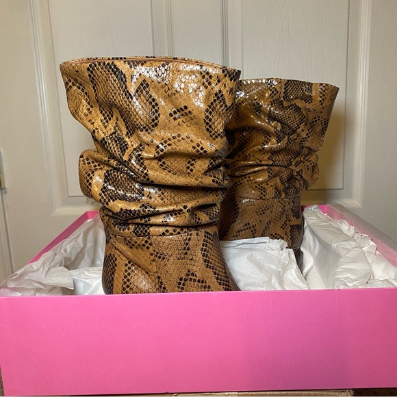 Paris Texas Python Printed Leather Slouchy Pointed Toe Boot - Picture 12 of 12